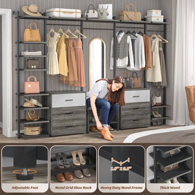 Aheaplus 68" W -96" W Walk In Closet System with 6 drawers