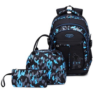 School Backpack for Boys Cool Camouflage Bookbags with Lunch Box Pencil Case 3pcs for Middle School - 1 of 4