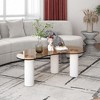 Modern White Coffee Table with Tempered Glass & 3 Legs - 3 of 4