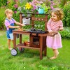 ROBOTIME Play Food And Toy Kitchens Outdoor Kitchen Playset, Wooden Play Kitchen Accessories with Wheels, Gift for Kid, Brown, 11.6"*31.3"*33.5" - 2 of 4