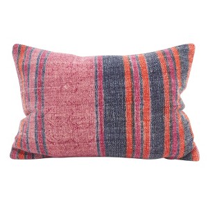 12"x20" Oversize Boho Striped Down Filled Lumbar Throw Pillow Pink - Saro Lifestyle - 1 of 3