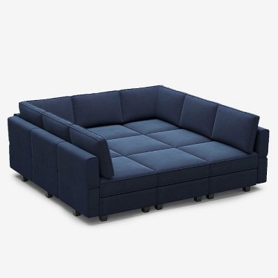Belffin Modular Velvet Sleeper Sofa with Storage Seat (9 Seats + 9 Sides)