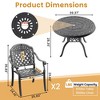 3-Piece Cast Aluminum Outdoor Dining Set: Round Table, Stackable Chairs & Red Cushions - All-Weather Patio Furniture for Your Backyard - 4 of 4