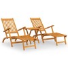 vidaXL Patio Deck Chairs with Footrests and Table Solid Wood Acacia - 2 of 4