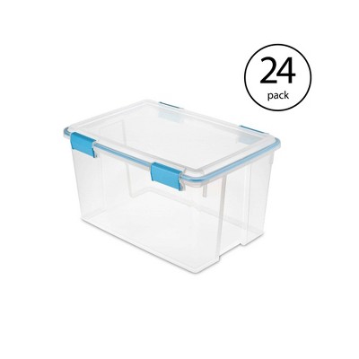 Sterilite 54 Quart Gasket Box Set in Clear with Blue Latches (24 Pack)