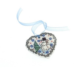 Blue Rose Polish Pottery A86 Ceramika Artystyczna Heart Ornament - 1 of 1
