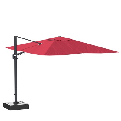 CASAINC 11 ft. Square Cantilever Patio Umbrella with Solar Powered Lights with base