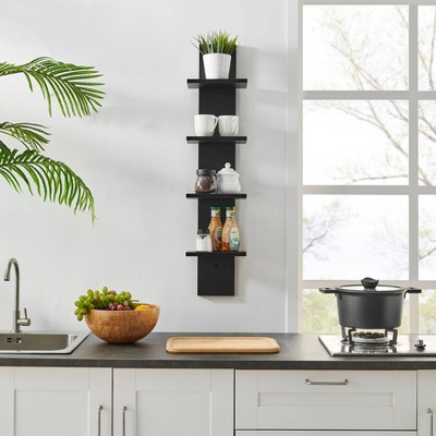 Hickory 4-Tier Floating Wall Shelf Unit