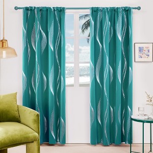 Deconovo Silver Wave Blackout Curtains (2 Panels, Back Tab/Rod) - 1 of 4