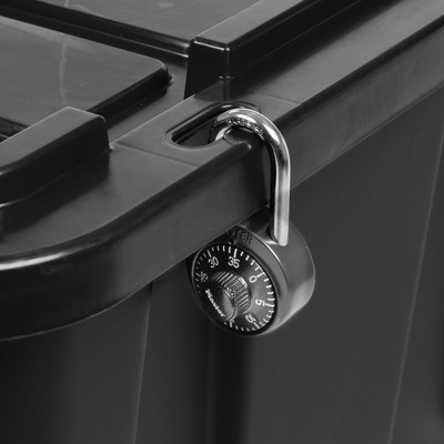 Heavy-Duty Black Plastic Stackable Storage Bins with Lids, 27 Gallon