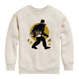 Boys' - Instant Message - Sasquatch Turkey Graphic Long Sleeve Fleece Sweatshirt - 1 of 4