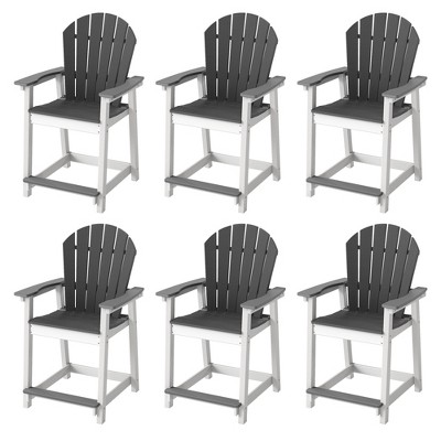 Decksplore 6 PCS HDPE Outdoor Bar Stools Waterproof UV Resistant All Weather Ready