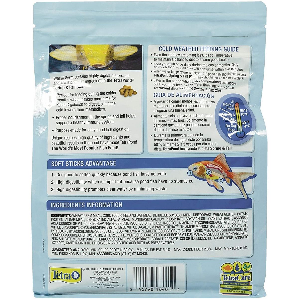 TetraPond Spring & Fall Diet Floating Pond Sticks Fish Food, 1.72-Pound - thumbnail 3