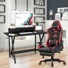 Costway Gaming Desk&Massage Gaming Chair Set w/ Footrest Monitor Shelf Power Strip Red - 3 of 4