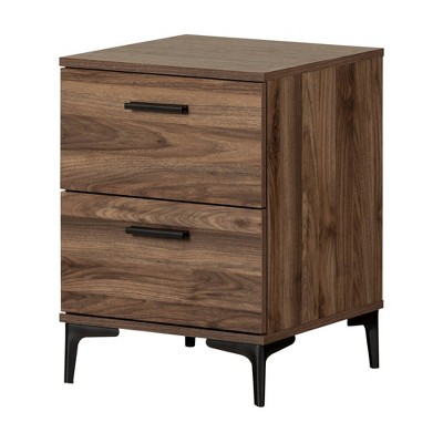 South Shore Musano Nightstand Natural Walnut: Modern Urban Bedside ...