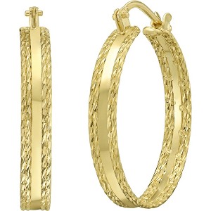 14k Yellow Gold 3.5mm Diamond Cut Edge & Polished Hoop Earrings - 1 of 4