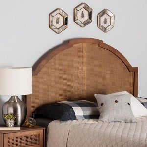 Baxton Studio Madeline Classic and Traditional Ash Walnut Finished Wood Queen Size Headboard with Rattan - 1 of 4