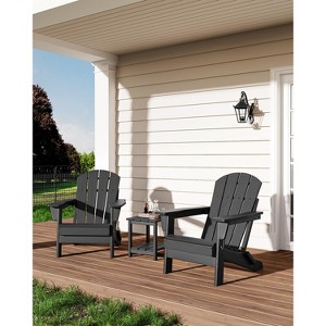 Folding Adirondack Chairs Set of 2, HDPE Plastic Outdoor Chairs with Wood Texture- 380Lbs & Weather Resistant for Fire Pit,Patio, Backyard - 1 of 4