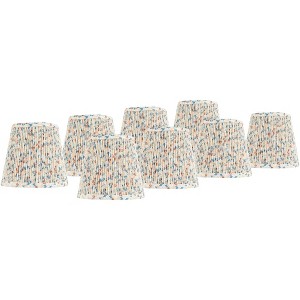 Springcrest 4" Top x 6" Bottom x 5 1/2" High x 5 1/2" Slant Print Lamp Shade Replacement Set of 8 Small Blue Red Empire Modern Leaf Pleated Clip On - 1 of 4