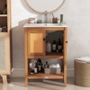 Tangkula 24" Bathroom Vanity w/ Sink 2 Rattan Doors & Open Slatted Shelf Freestanding - 3 of 4