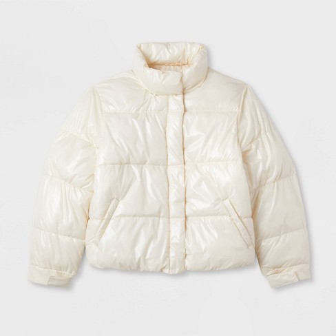 Tan puffer discount jacket women's