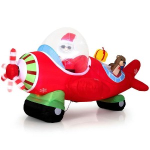 Resenkos 7.2-Ft Christmas Inflatable Airplane with Gift Boxes - Multi-Color Red - 1 of 4
