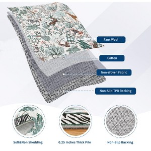 Modern Washable Area Rug, Jungle Animal Print Foldable Floor Cover with Non Slip Backing, Low Pile Stain Resistant Carpet for Bedroom - 1 of 4