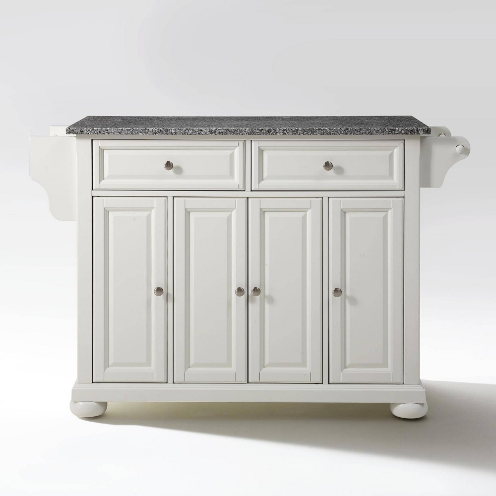 Alexandria Gray Granite Top Full Size Kitchen Island/Cart White - Crosley: Storage, Spice Rack, Towel Holder