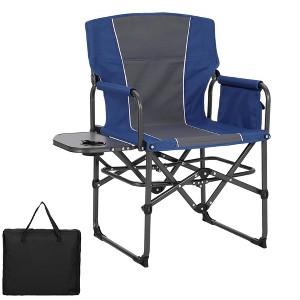 Oversized Camping Directors Chair 2 Pcs, Portable Folding Lawn Chairs for Adults Heavy Duty with Side Table, Outdoor Foldable Camp Chair with Pocket - 1 of 4