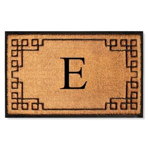 A1HC Bordered Designed Natural Coir & Rubber Monogrammed Doormat, Heavy Duty, Non-Slip Entry Mat - 1 of 4