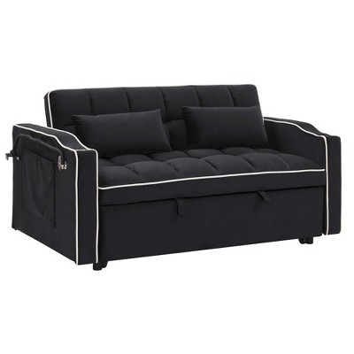 SKRAN Versatile Foldable Sofa Bed in 3 Lengths, Modern Sofa Sofa Sofa Velvet Pull-Out Bed, Adjustable Back and Ashtray and Swivel Phone Stand