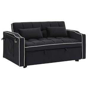 SKRAN Versatile Foldable Sofa Bed in 3 Lengths, Modern Sofa Sofa Sofa Velvet Pull-Out Bed, Adjustable Back and Ashtray and Swivel Phone Stand - 1 of 4