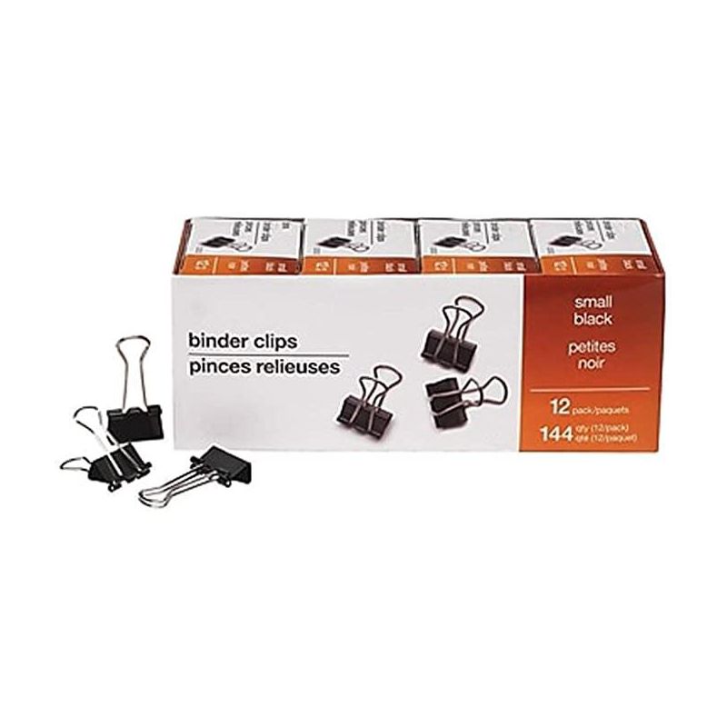 MyOfficeInnovations Small Metal Binder Clips Bulk PK Black 3/4" Size with 3/8" Capacity 480114, 1 of 7