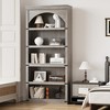 Farmhouse Arched Bookcase, 68.7" Tall Bookshelf w/ Arche Design, Wooden Arch Bookshelf with Wooden Base, 5 Tier Book shelf for Living Room Office - 3 of 4