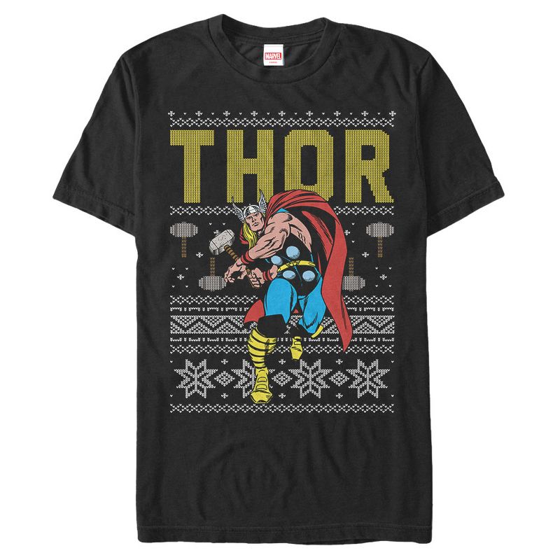 Men's Marvel Ugly Christmas Thor T-Shirt, 1 of 5