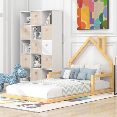 Wood Floor Bed With House-shaped Headboard - Modernluxe : Target