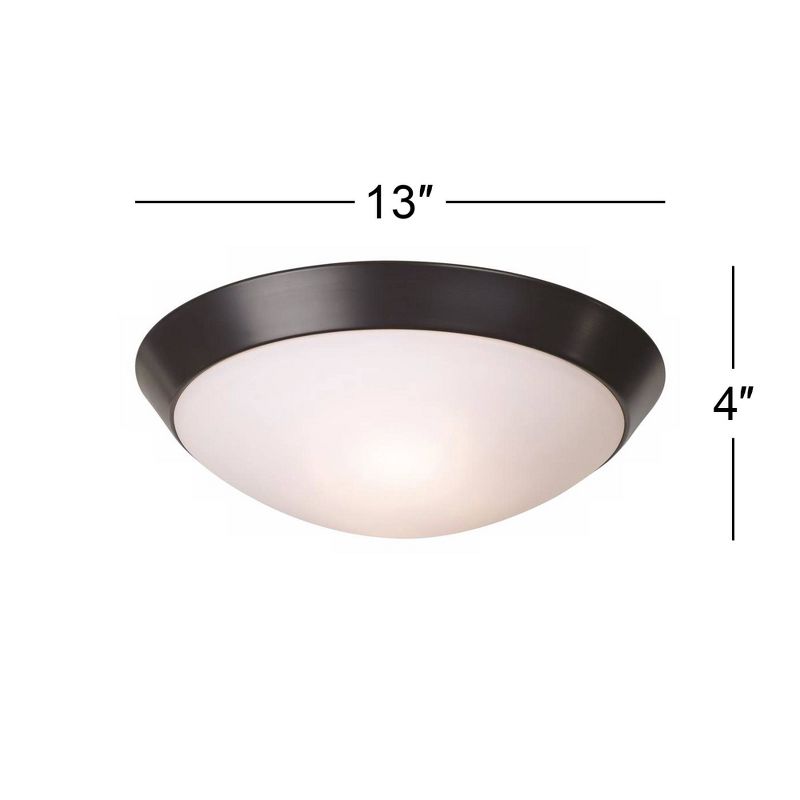 360 Lighting Davis Modern Ceiling Light Flush Mount Fixture 13" Wide Oil Rubbed Bronze 2-Light Frosted Glass Dome Shade for Bedroom Kitchen Hallway, 4 of 6