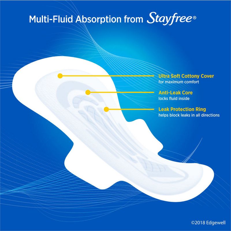 Stayfree Ultra Thin Pads with Wings - Unscented - Overnight - 40ct, 5 of 10