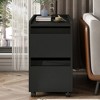 Wooden Nightstand, Sofa Couch Table On Wheels,  Built-In Shelves, 2 Storage Drawers For Living Room Home Office - 3 of 4