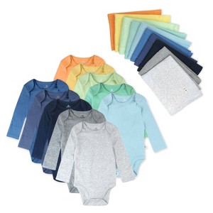 Honest Baby 20-Pack Organic Cotton Long Sleeve Bodysuit & Knit Tri-fold Burp Cloth Bundle - 1 of 4