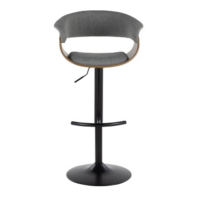 Set of 2 Adjustable Light Gray Walnut Swivel Barstools
