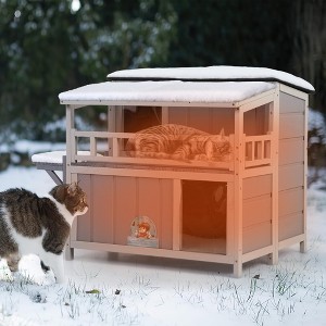 Sandinrayli Outdoor Insulated Cat House (Gray) - 1 of 4