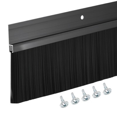 Unique Bargains Aluminum Nylon Door Brush Bottom Sweeps 35.46" x 3.46" Black 1 Pc