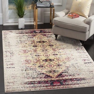 Chic Monaco Ivory/Pink Synthetic 4' x 5'7" Area Rug