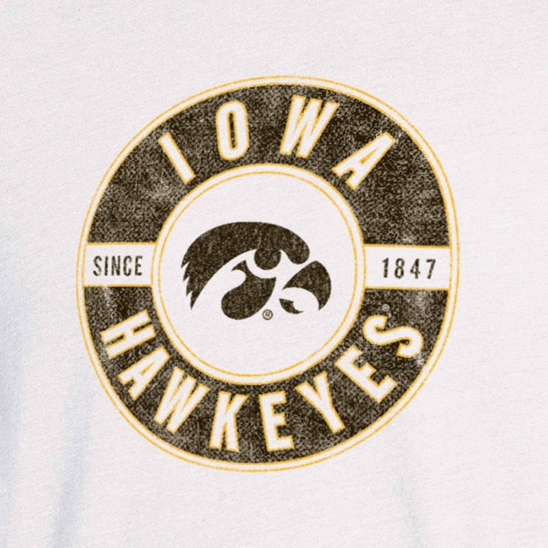 NCAA Iowa Hawkeyes Men&#39;s White Biblend T-Shirt, 3 of 4