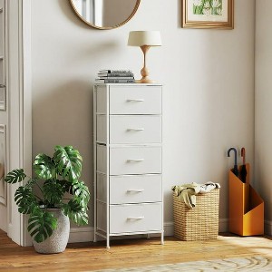 JIONJOY 5-Drawer Fabric Dresser - Metal Frame, Wooden Top TV Stand for Clothes Storage (Living Room Hallway Entryway) - 1 of 4