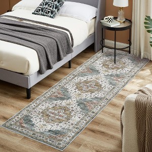 Area Rugs, Machine Washable Vintage Soft Low Pile Rugs, Oriental Accent Carpet with Non-Slip Backing,Floor Carpet for Living Room, Hallway, Laundry - 1 of 4