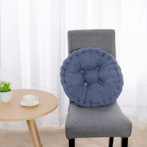 1pc Solid Color Chair Seat Cushion, 18 X 18 Inch Blue Polyester