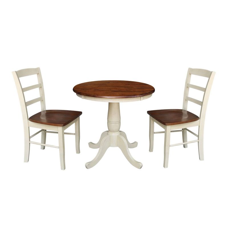 30" Round Dining Table with Raised Legs and 2 Madrid Dining Chairs - International Concepts, 1 of 10