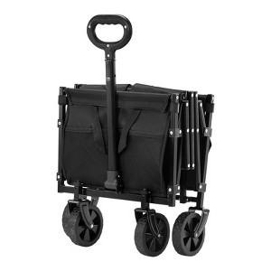 VEVOR Collapsible Wagon Carts, 120L & 225LBS Folding Wagons with All-Terrain Wheels, Heavy Duty Outdoor Utility Cart with Adjustable Handle, Black - 1 of 4